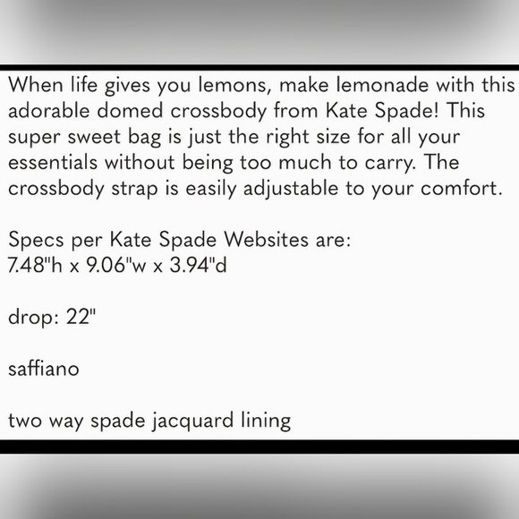 KATE SPADE SYLVIA LEMON ZEST DOME CROSSBODY 🍋🍋🍋 - Picture 12 of 12